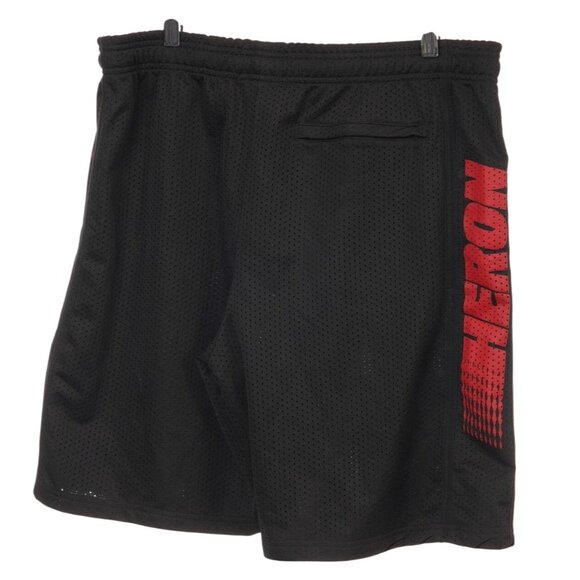 Heron Preston Mens Black Mesh Basket Racing Shorts Logo Basketball L MSRP $380 - Picture 3 of 8